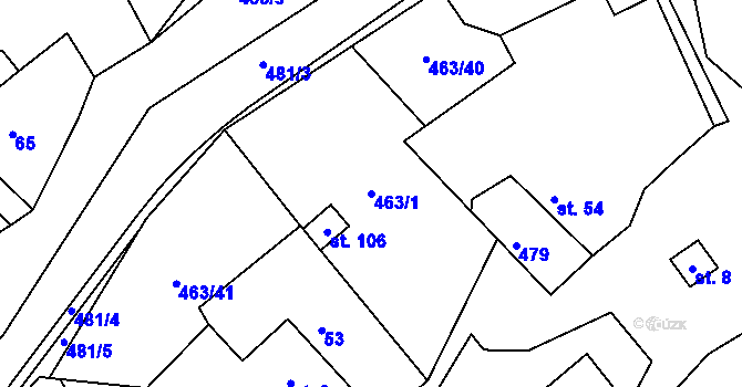 Parcela st. 463/1 v KÚ Stáj, Katastrální mapa