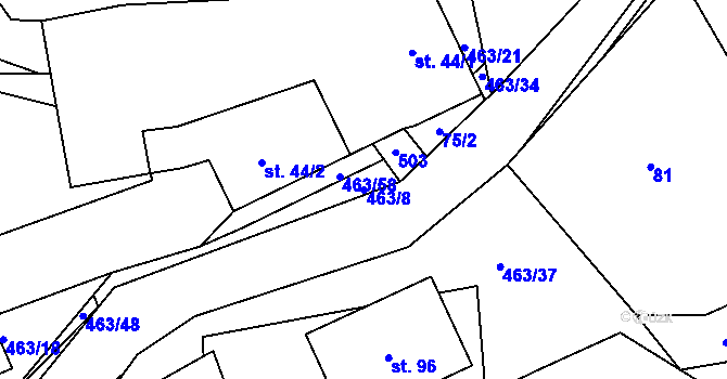 Parcela st. 463/8 v KÚ Stáj, Katastrální mapa