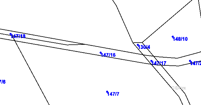 Parcela st. 147/16 v KÚ Stáj, Katastrální mapa