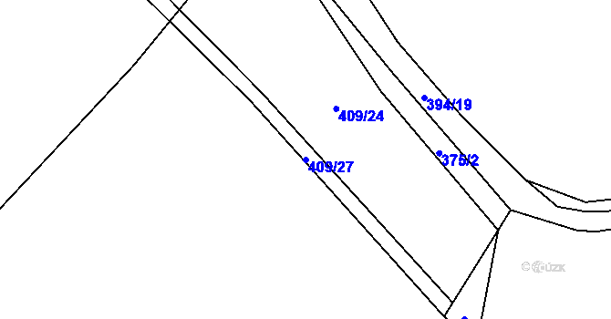Parcela st. 409/27 v KÚ Stáj, Katastrální mapa