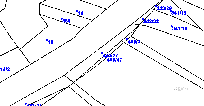 Parcela st. 443/27 v KÚ Stáj, Katastrální mapa