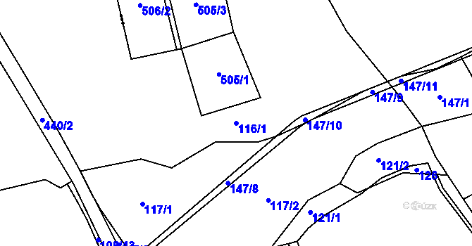 Parcela st. 116/1 v KÚ Stáj, Katastrální mapa
