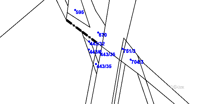 Parcela st. 443/36 v KÚ Stáj, Katastrální mapa