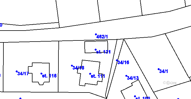 Parcela st. 121 v KÚ Stáj, Katastrální mapa