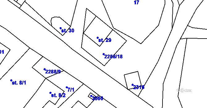 Parcela st. 2288/18 v KÚ Stálkov, Katastrální mapa