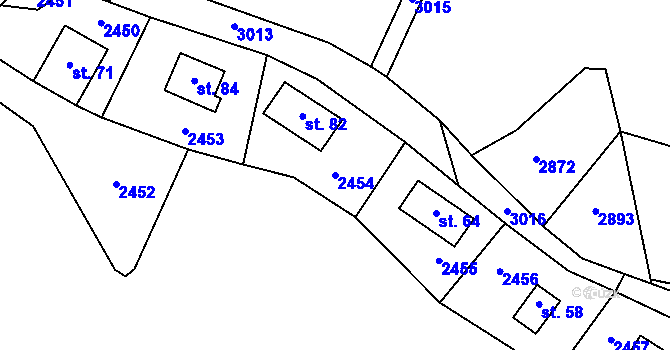 Parcela st. 2454 v KÚ Stálkov, Katastrální mapa