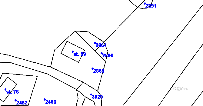 Parcela st. 2890 v KÚ Stálkov, Katastrální mapa