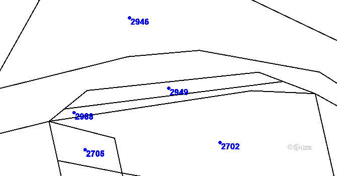 Parcela st. 2949 v KÚ Stálkov, Katastrální mapa