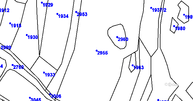Parcela st. 2955 v KÚ Stálkov, Katastrální mapa