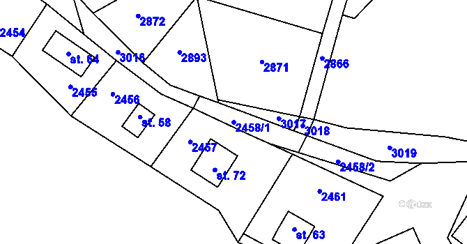 Parcela st. 2458/1 v KÚ Stálkov, Katastrální mapa