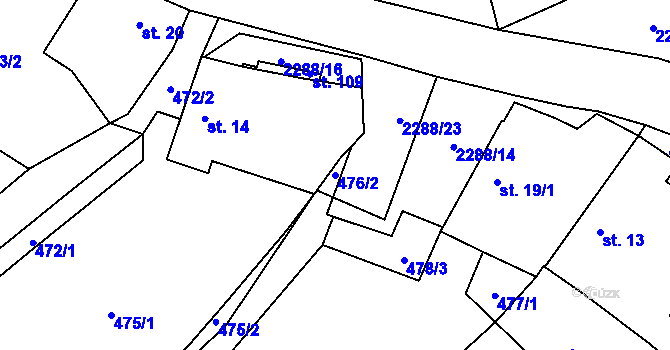 Parcela st. 476/2 v KÚ Stálkov, Katastrální mapa
