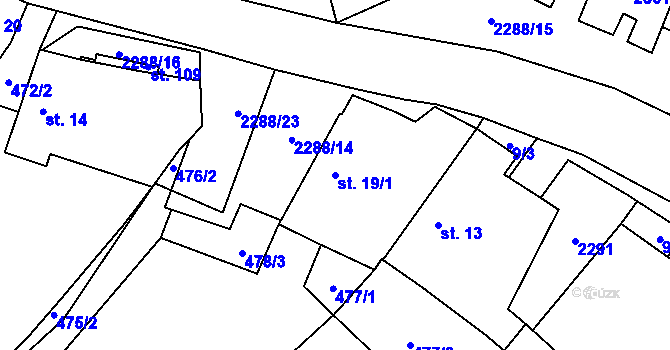 Parcela st. 19/1 v KÚ Stálkov, Katastrální mapa