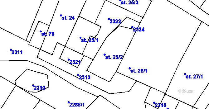 Parcela st. 25/2 v KÚ Stálkov, Katastrální mapa
