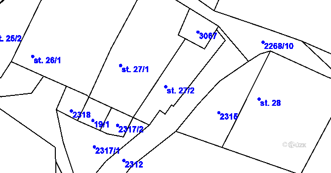 Parcela st. 27/2 v KÚ Stálkov, Katastrální mapa