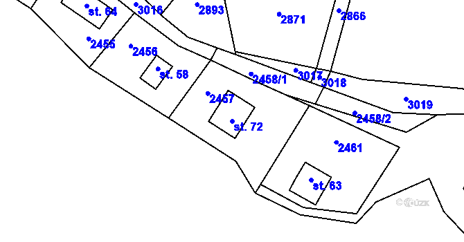 Parcela st. 72 v KÚ Stálkov, Katastrální mapa