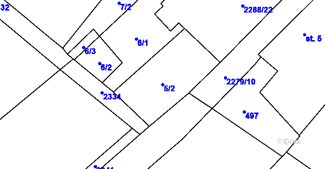 Parcela st. 5/2 v KÚ Stálkov, Katastrální mapa