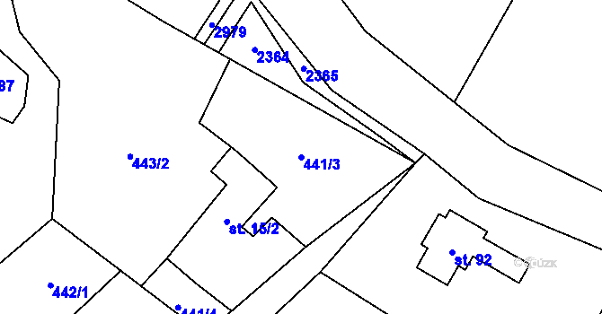 Parcela st. 441/3 v KÚ Stálkov, Katastrální mapa