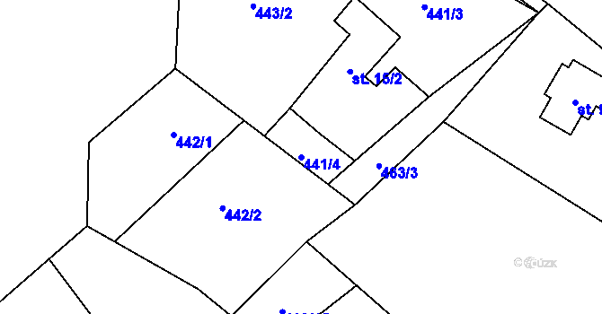 Parcela st. 441/4 v KÚ Stálkov, Katastrální mapa
