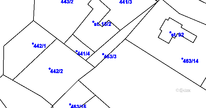 Parcela st. 463/3 v KÚ Stálkov, Katastrální mapa