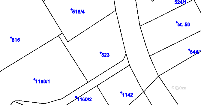 Parcela st. 523 v KÚ Stálkov, Katastrální mapa