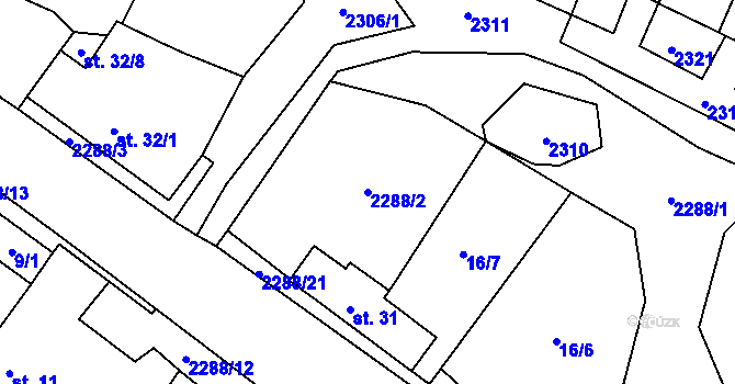 Parcela st. 2288/2 v KÚ Stálkov, Katastrální mapa