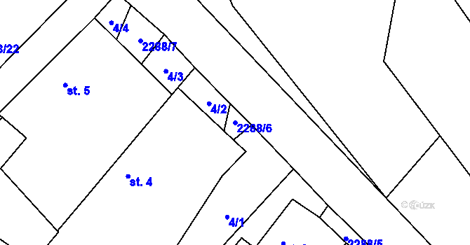 Parcela st. 2288/6 v KÚ Stálkov, Katastrální mapa