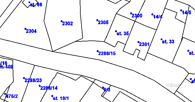 Parcela st. 2288/15 v KÚ Stálkov, Katastrální mapa