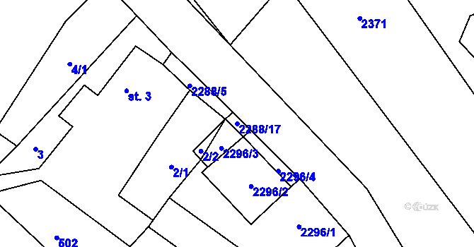 Parcela st. 2288/17 v KÚ Stálkov, Katastrální mapa