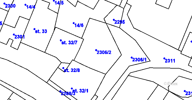 Parcela st. 2306/2 v KÚ Stálkov, Katastrální mapa