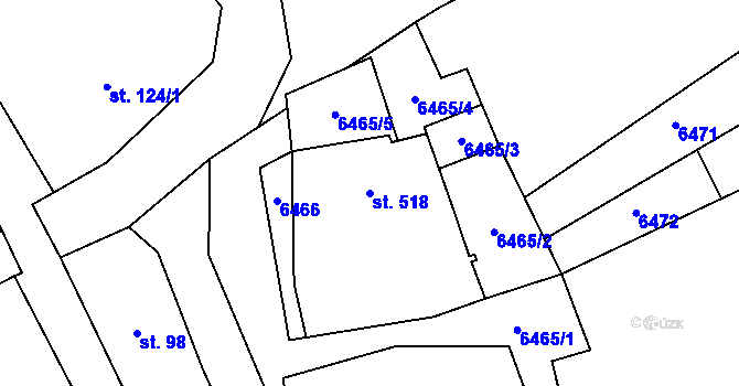Parcela st. 518 v KÚ Stálky, Katastrální mapa