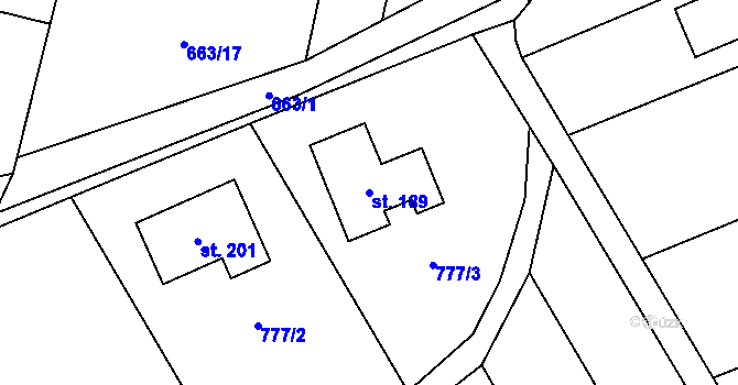 Parcela st. 189 v KÚ Skoky u Staměřic, Katastrální mapa
