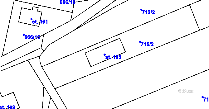 Parcela st. 195 v KÚ Skoky u Staměřic, Katastrální mapa