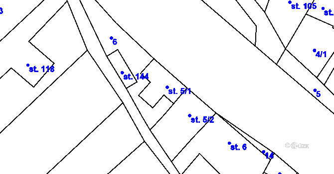 Parcela st. 5/1 v KÚ Skoky u Staměřic, Katastrální mapa
