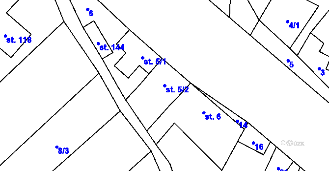 Parcela st. 5/2 v KÚ Skoky u Staměřic, Katastrální mapa