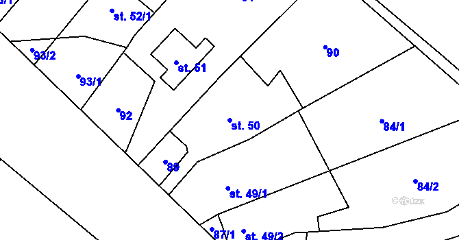 Parcela st. 50 v KÚ Skoky u Staměřic, Katastrální mapa