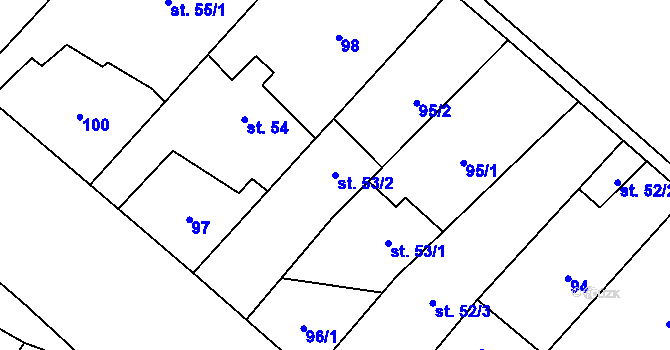 Parcela st. 53/2 v KÚ Skoky u Staměřic, Katastrální mapa