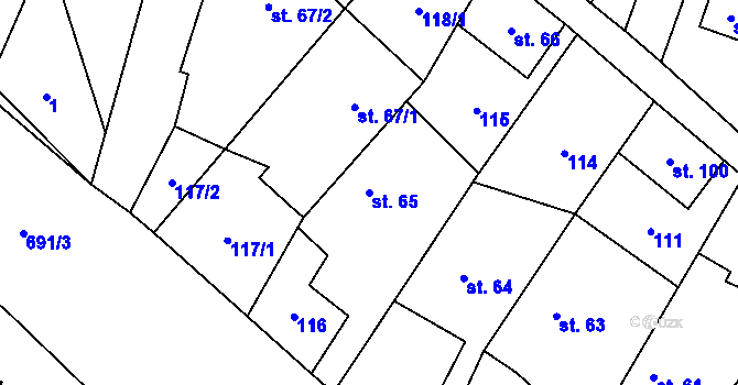 Parcela st. 65 v KÚ Skoky u Staměřic, Katastrální mapa