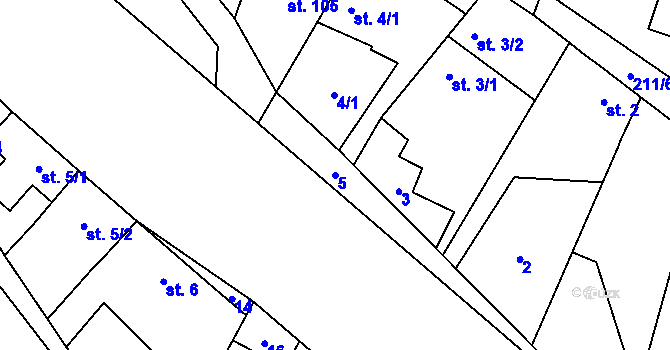 Parcela st. 5 v KÚ Skoky u Staměřic, Katastrální mapa