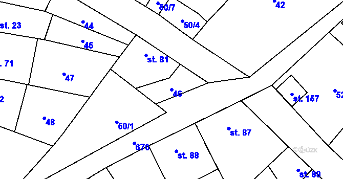 Parcela st. 46 v KÚ Skoky u Staměřic, Katastrální mapa
