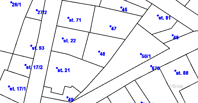 Parcela st. 48 v KÚ Skoky u Staměřic, Katastrální mapa