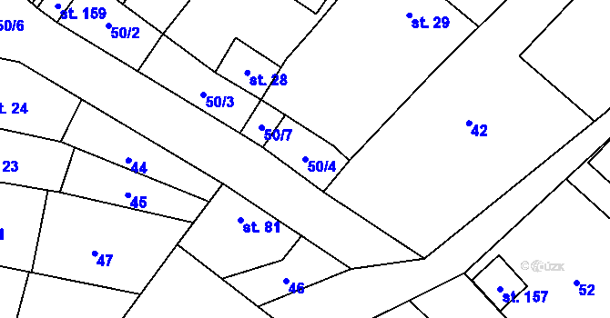 Parcela st. 50/4 v KÚ Skoky u Staměřic, Katastrální mapa