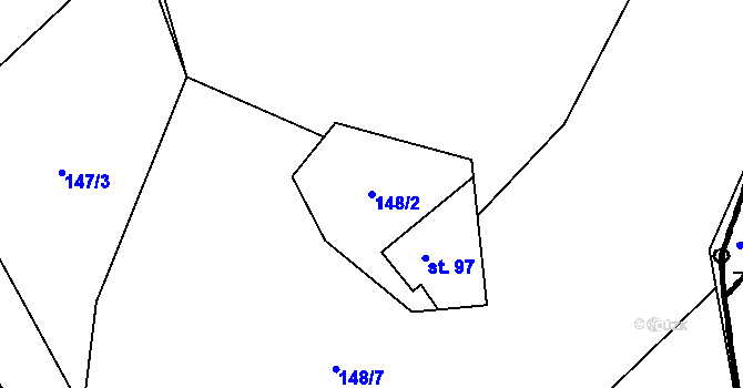 Parcela st. 148/2 v KÚ Skoky u Staměřic, Katastrální mapa