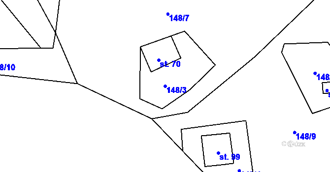 Parcela st. 148/3 v KÚ Skoky u Staměřic, Katastrální mapa