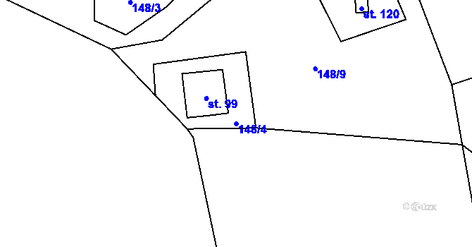 Parcela st. 148/4 v KÚ Skoky u Staměřic, Katastrální mapa