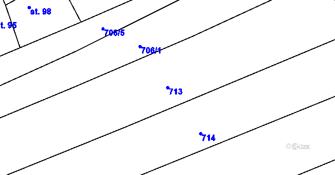 Parcela st. 713 v KÚ Skoky u Staměřic, Katastrální mapa