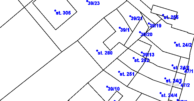 Parcela st. 280 v KÚ Staměřice, Katastrální mapa