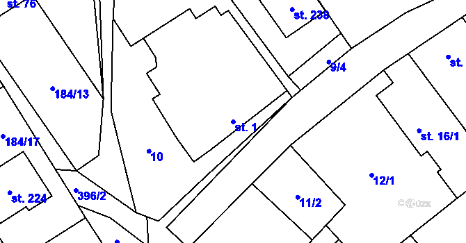 Parcela st. 1 v KÚ Staměřice, Katastrální mapa