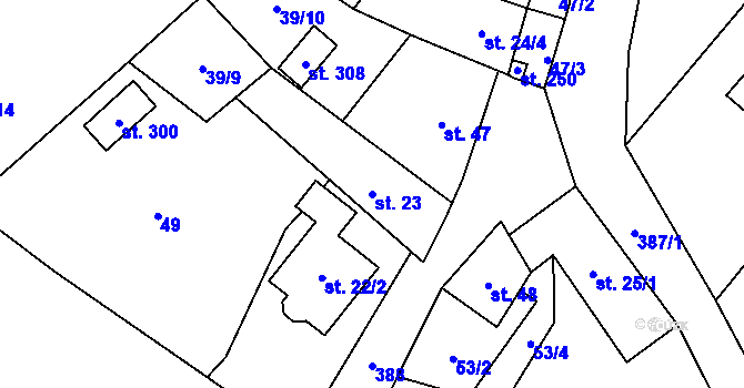 Parcela st. 23 v KÚ Staměřice, Katastrální mapa