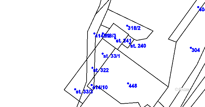 Parcela st. 33/1 v KÚ Staměřice, Katastrální mapa