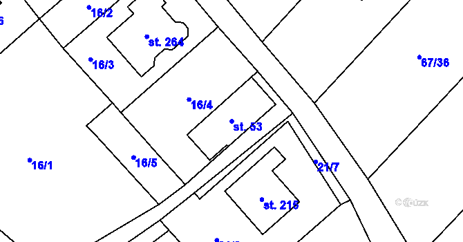 Parcela st. 53 v KÚ Staměřice, Katastrální mapa